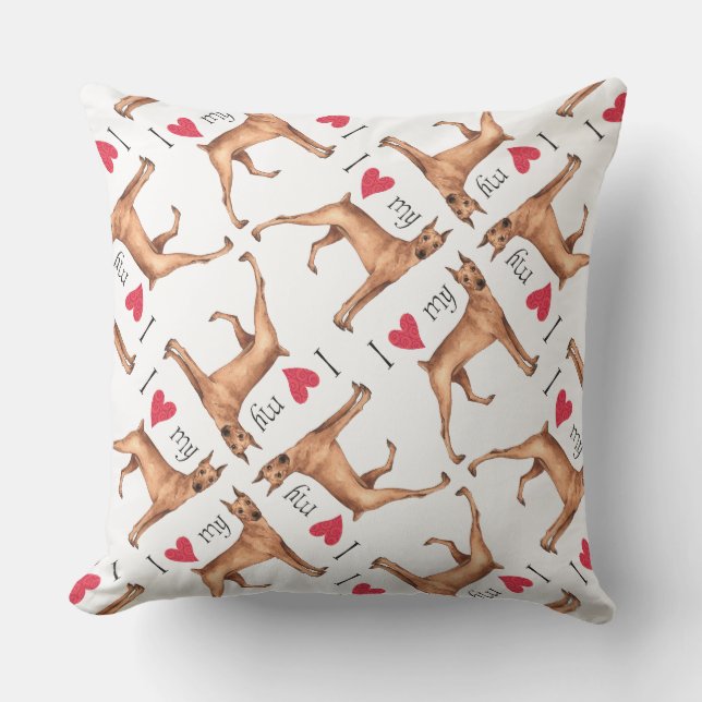 Cojín Decorativo Amo mi Pinscher alemán (Anverso)