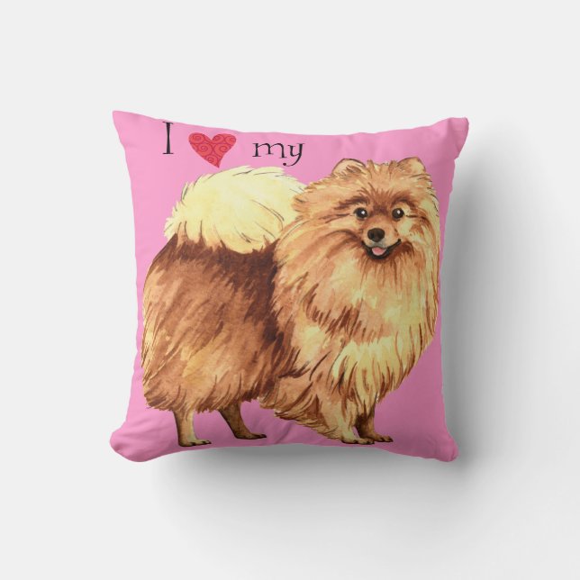 Cojín Decorativo Amo mi Pomeranian (Anverso)