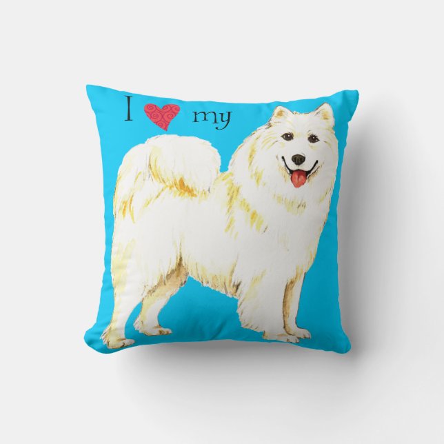 Cojín Decorativo Amo mi Samoyed (Anverso)