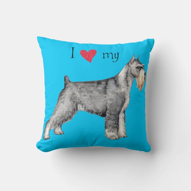 Cojín Decorativo Amo mi Schnauzer estándar (Anverso)