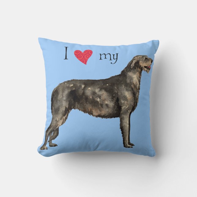 Cojín Decorativo Amo mi Wolfhound Irlandés (Anverso)