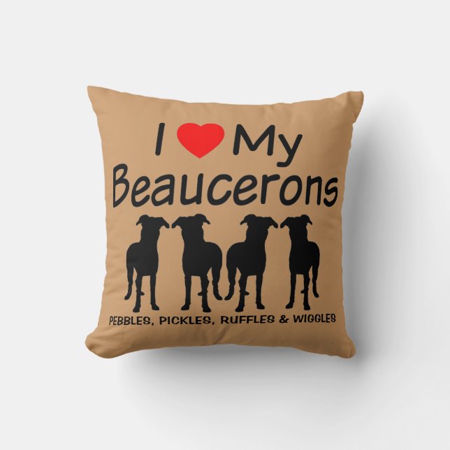 Cojín Decorativo Amo Mis Cuatro Perros De Belleza (Anverso)