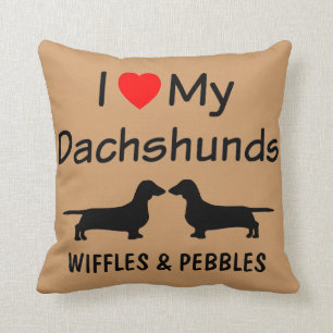 Cojín Decorativo Amo Mis Dos Dachshunds