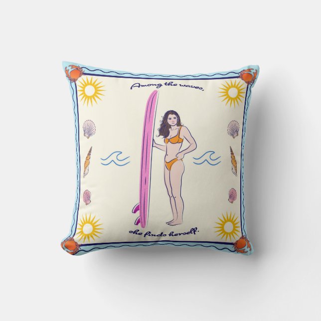 Cojín Decorativo Among the waves, she finds herself. (Anverso)