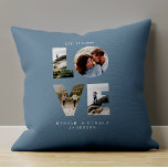 Cojín Decorativo Amor 4 foto simple regalo personalizado moderno az<br><div class="desc">Amar 4 fotos simple,  moderno aniversario personalizado,  boda,  cumpleaños o Navidades regalos modernos y elegantes bodas blancos regalos para el que amas. El diseño moderno de las chicas rosadas. Un diseño azul turbio.</div>