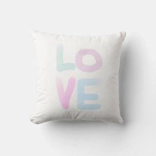 Cojín Decorativo Amor a la acuarela manuscrita - Diseño blanco/rosa