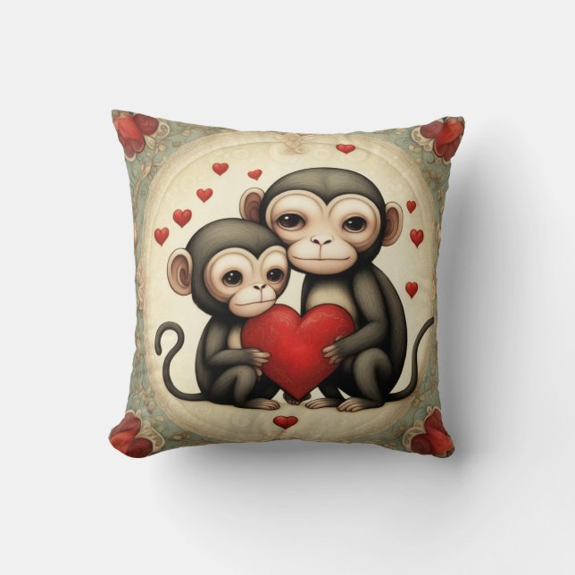 Cojín Decorativo Amor a los monos (Anverso)