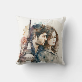 Cojín Decorativo Amor acuarela en París