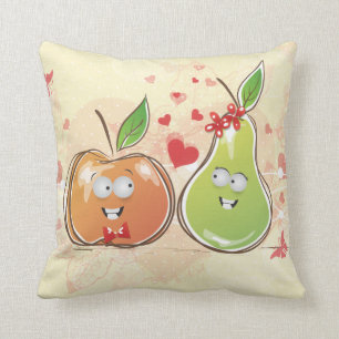 Cojín Decorativo amor afrutado manzana y pera san valentín