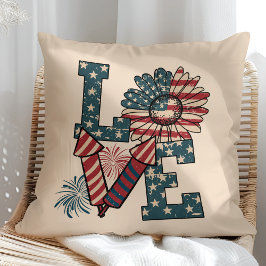 Cojín Decorativo "AMOR" Almohadón del Día de la Independencia de la