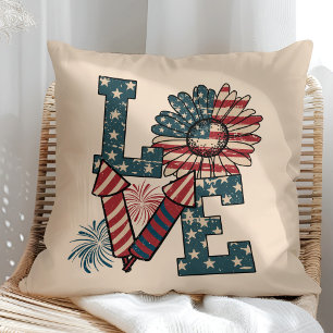 Cojín Decorativo "AMOR" Almohadón del Día de la Independencia de la