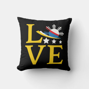 Cojín Decorativo Amor - Arte de tipografía con bandera filipina