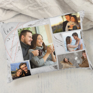 Cojín Decorativo Amor - Collage de 5 fotos personalizadas - Mármol