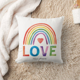 Cojín Decorativo Amor Color Brillante Arcoíris Acuarela Moderno Chi