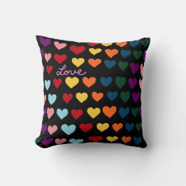Cojín Decorativo Amor Con Arcoíris de Corazones