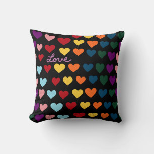 Cojín Decorativo Amor Con Arcoíris de Corazones
