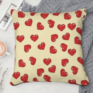 Cojín Decorativo Amor con Estilo : patrón de corazones rojos sobre
