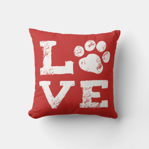 Cojín Decorativo AMOR con Huella de Pata de Perro