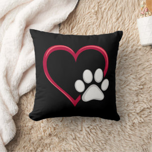 Cojín Decorativo Amor Corazón Perro Pata Día de San Valentín Amante