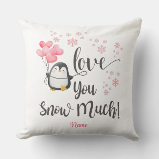 Cojín Decorativo Amor - Cute San Valentín pingüino personalizado