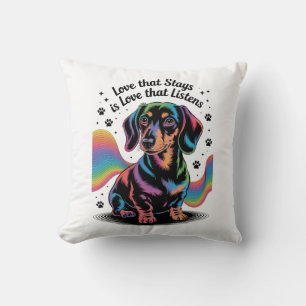 Cojín Decorativo Amor de Dachshund que permanece es amor que escuch