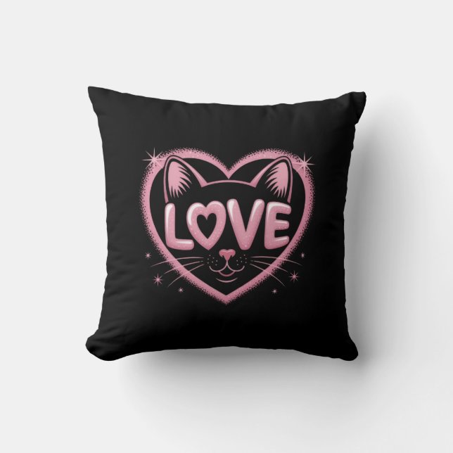 Cojín Decorativo Amor de Gato Brillante (Anverso)