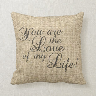 Cojín Decorativo Amor de la arpillera de mi vida que casa la