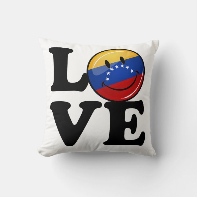 Cojín Decorativo Amor de la bandera sonriente de Venezuela (Anverso)