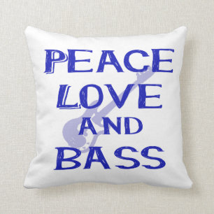 Cojín Decorativo amor de la paz y guitarra azul del bernice w del
