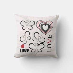 Cojín Decorativo Amor de Mariposa Palabra de Amor Rayas Rojas