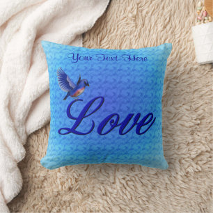 Cojín Decorativo Amor de Pájaro Azul Personalizado