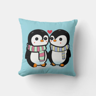 Cojín Decorativo Amor de Pingüino de Invierno Personalizado