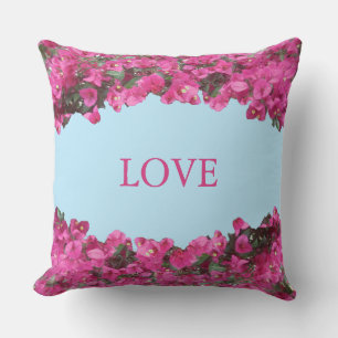 Cojín Decorativo Amor Elegante Flores Tropicales en Azul Cielo