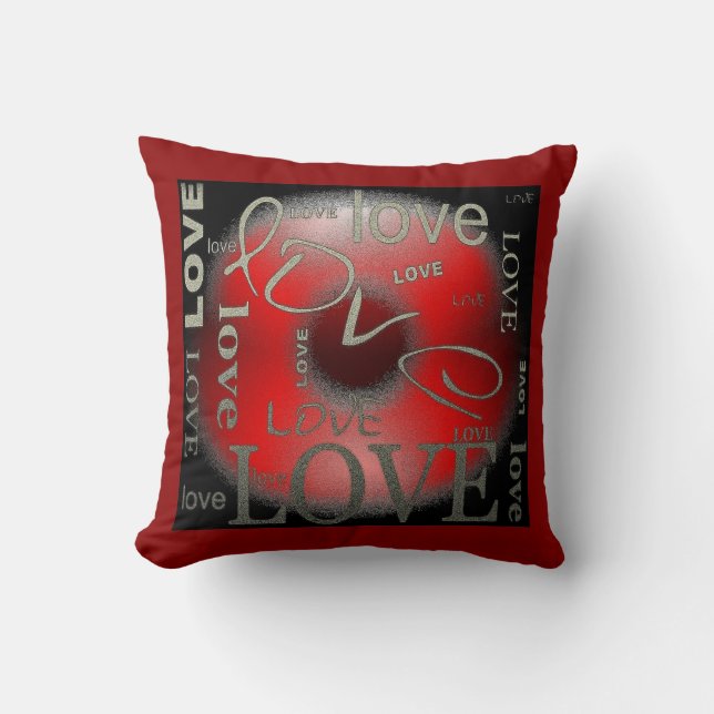 Cojín Decorativo AMOR en rojo y negro (Anverso)