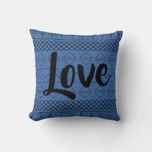 Cojín Decorativo Amor Estampado De Patrón Azteca Geométrico Azul Os