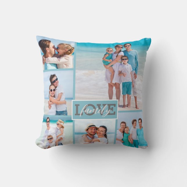 Cojín Decorativo Amor familiar 6 Photo Beach Blue Modern (Anverso)