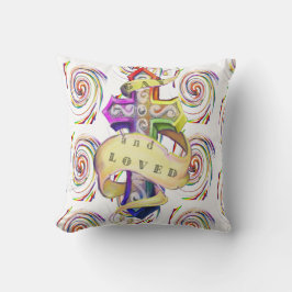 Cojín Decorativo Amor gay de colores arcoíris con estilo retro