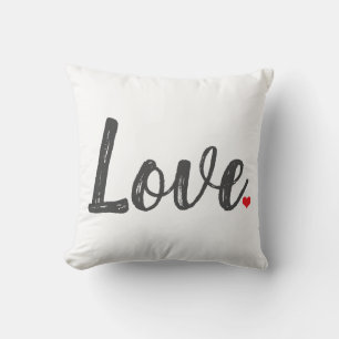 Cojín Decorativo amor gris textura letras con CORAZÓN rojo  
