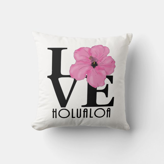 Cojín Decorativo AMOR Holualoa Hawaii Rosa (Anverso)