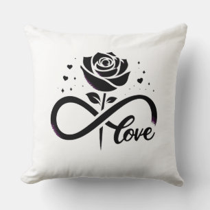 Cojín Decorativo Amor Infinito Rosa Negra - Amor Romántico Eterno D