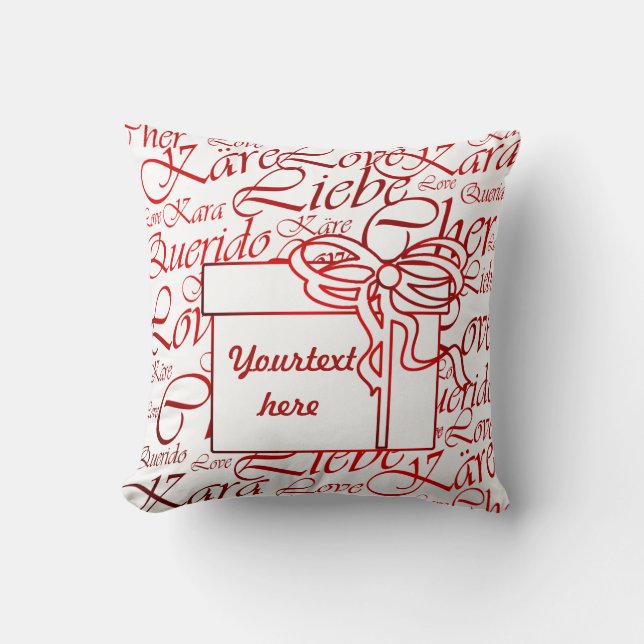 Cojín Decorativo Amor, liebe, kara, cher, käre, querido, texto, ros (Anverso)
