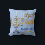 Cojín Decorativo Amor, luz y felicidad Hanukkah<br><div class="desc">Amor,  luz y felicidad Menorah Hanukkah Cojín decorativo</div>