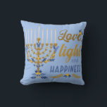 Cojín Decorativo Amor, luz y felicidad Hanukkah<br><div class="desc">Amor,  luz y felicidad Menorah Hanukkah Cojín decorativo</div>