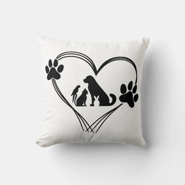 Cojín Decorativo Amor Mascotas patas  (Anverso)