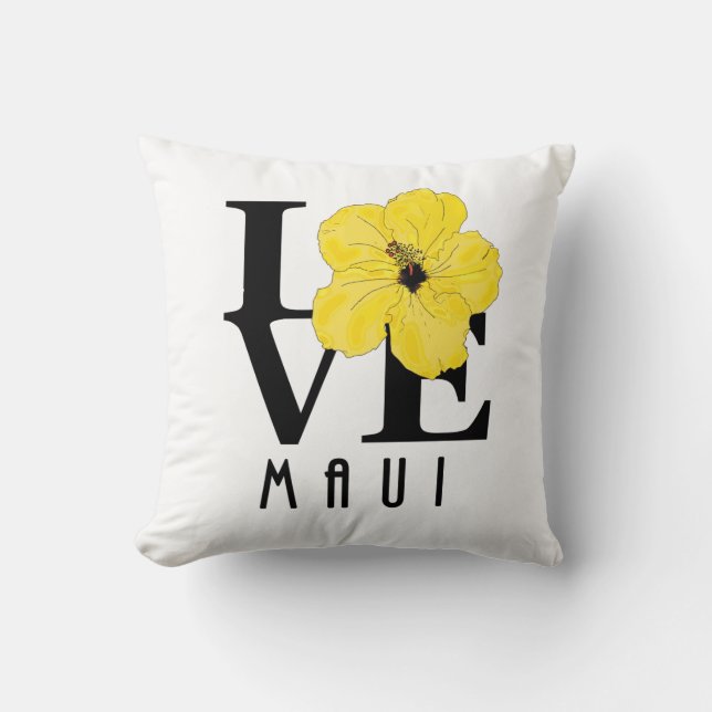Cojín Decorativo AMOR Maui Amarillo Hibiscus (Anverso)