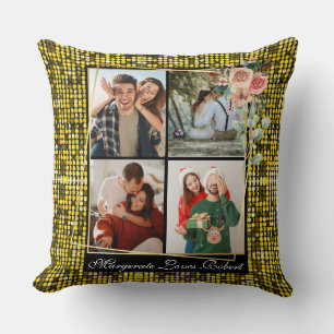 Cojín Decorativo AMOR MODERNO 4 Fotos Amarillo Brillo San Valentín