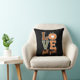 Cojín Decorativo Amor Otoño Y'All Estampado Leopardo Otoño Día de A