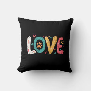 Cojín Decorativo AMOR Paw – Tipografía Artística para Amantes de la