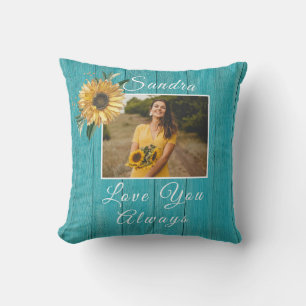 Cojín Decorativo Amor personalizado siempre   Verde azulado de gira