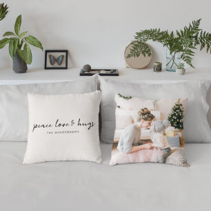 Cojín Decorativo Amor por la paz y abrazos Foto mínima de Navidad